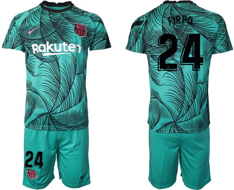 Men 2020-2021 club Barcelona green training suit #24 Soccer Jerseys